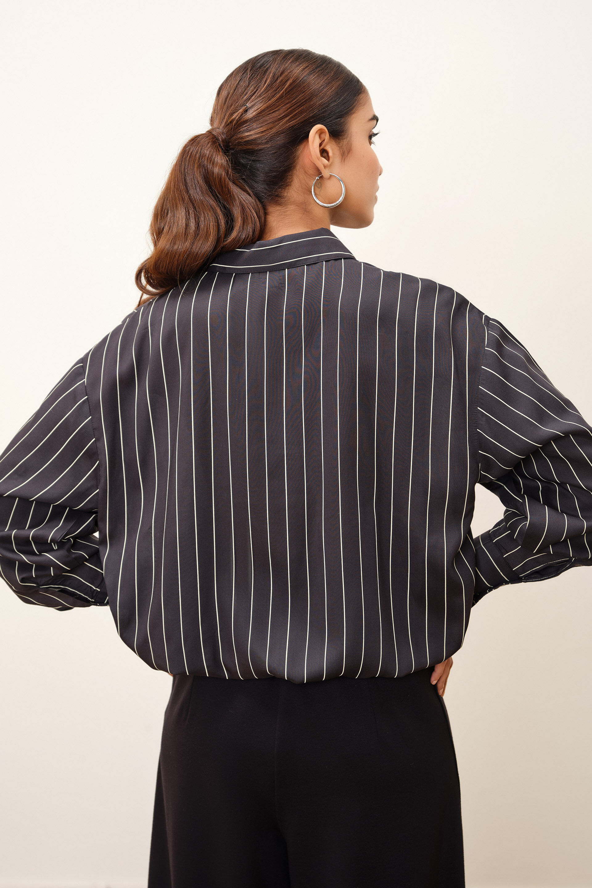 Oralne Striped Black Shirt, Black, image 4