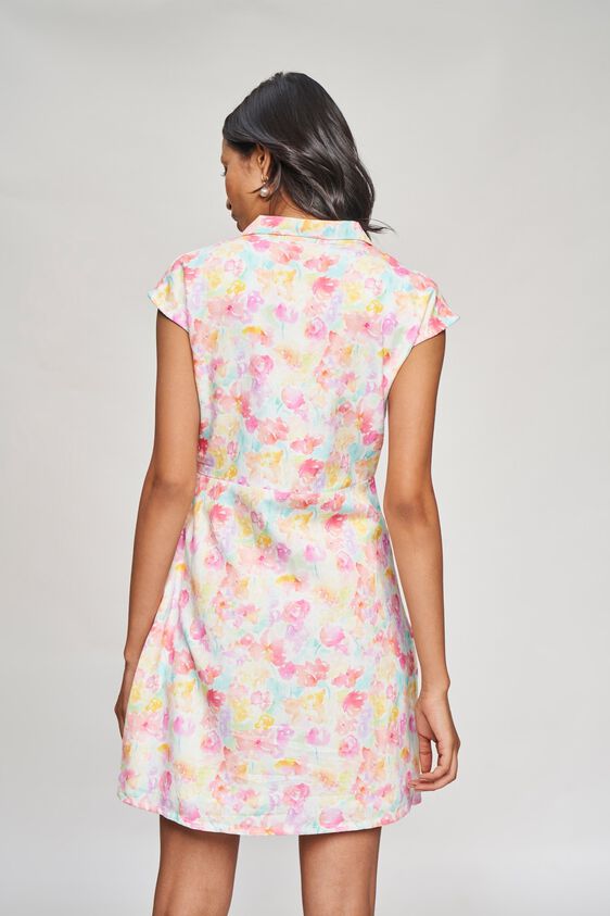 4 - Multi Color Floral Printed Fit And Flare Dress, image 4