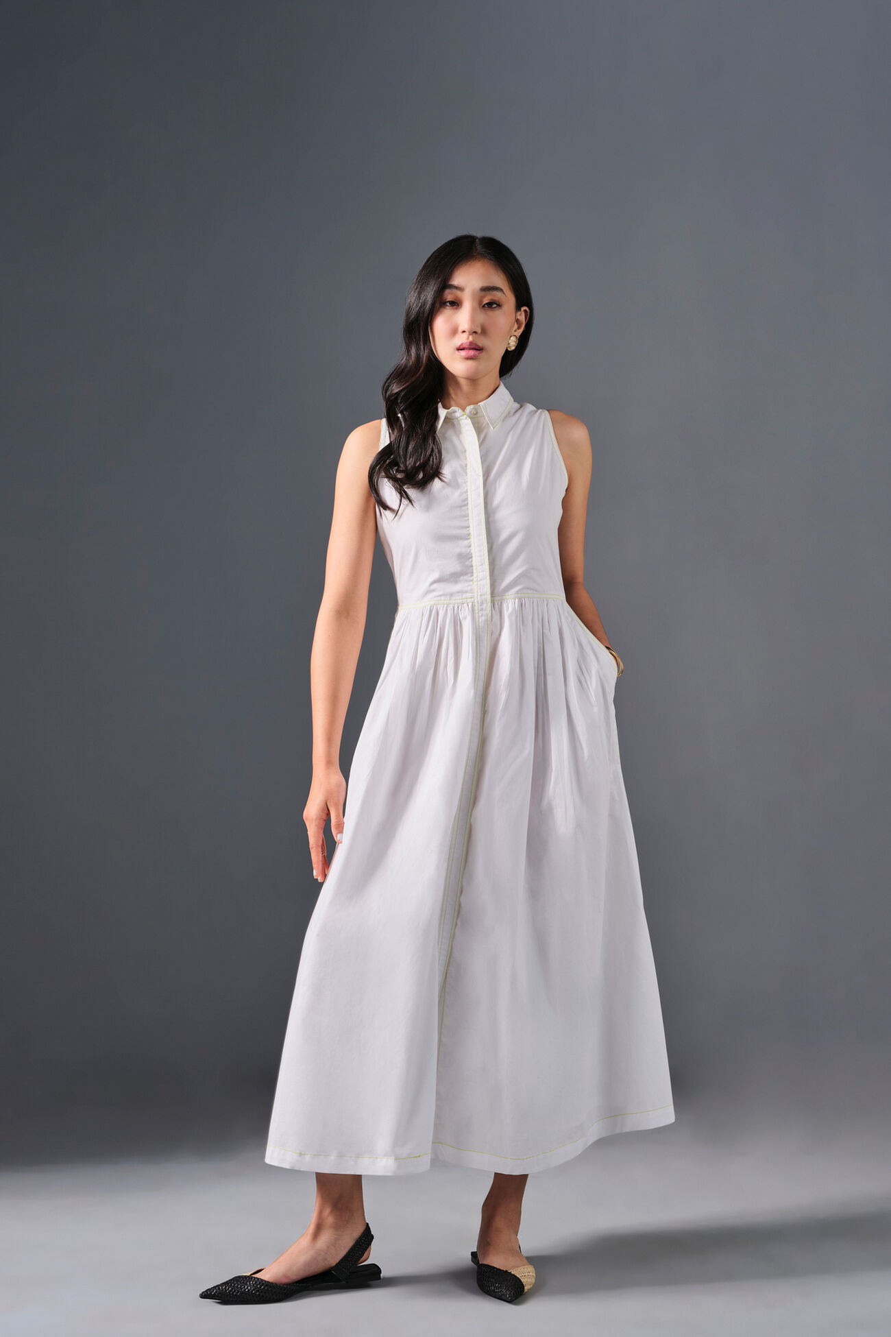 White Summer Cotton Dress, White, image 3