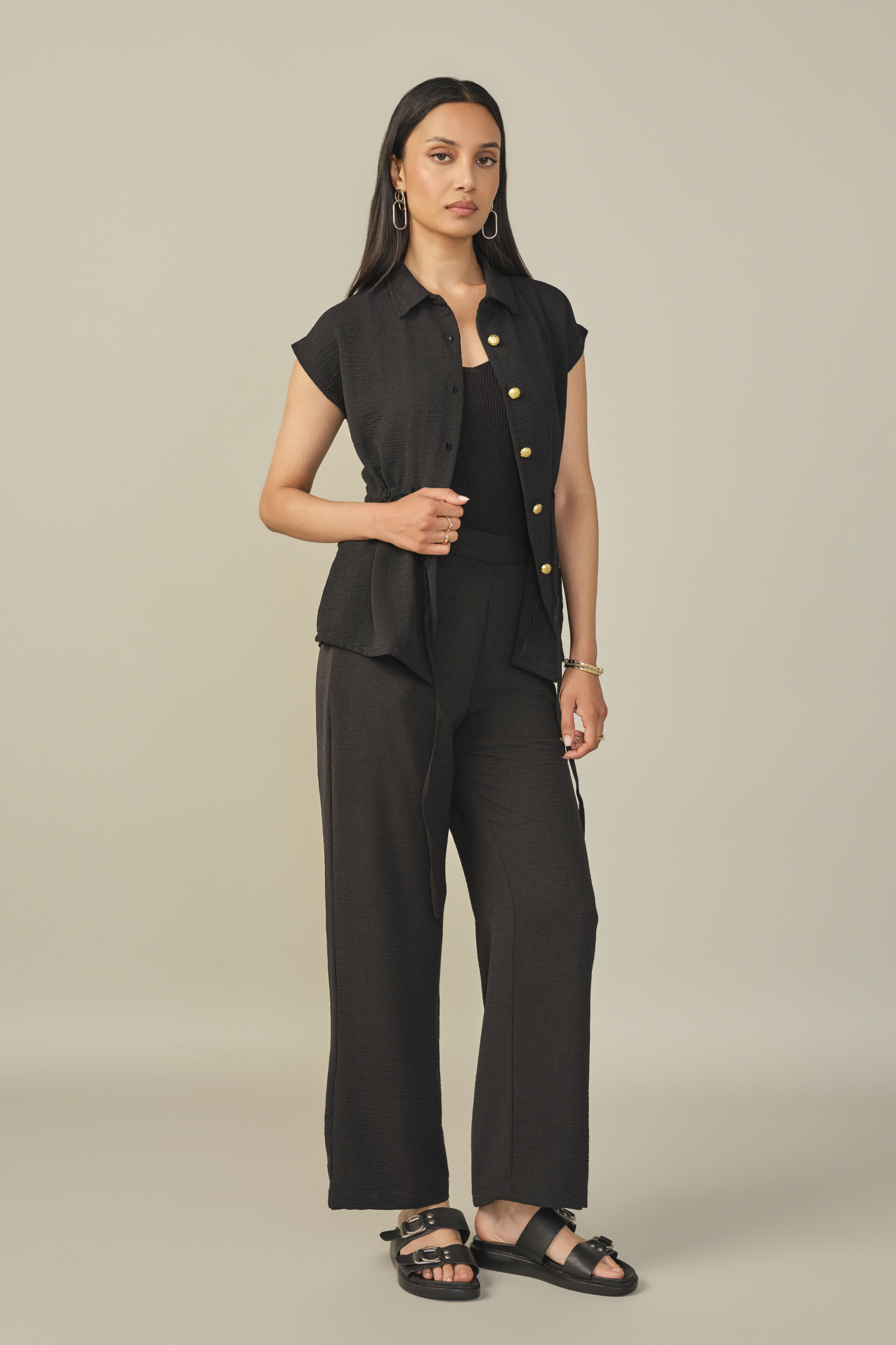 Tie-up Co-ord in Black, Black, image 3