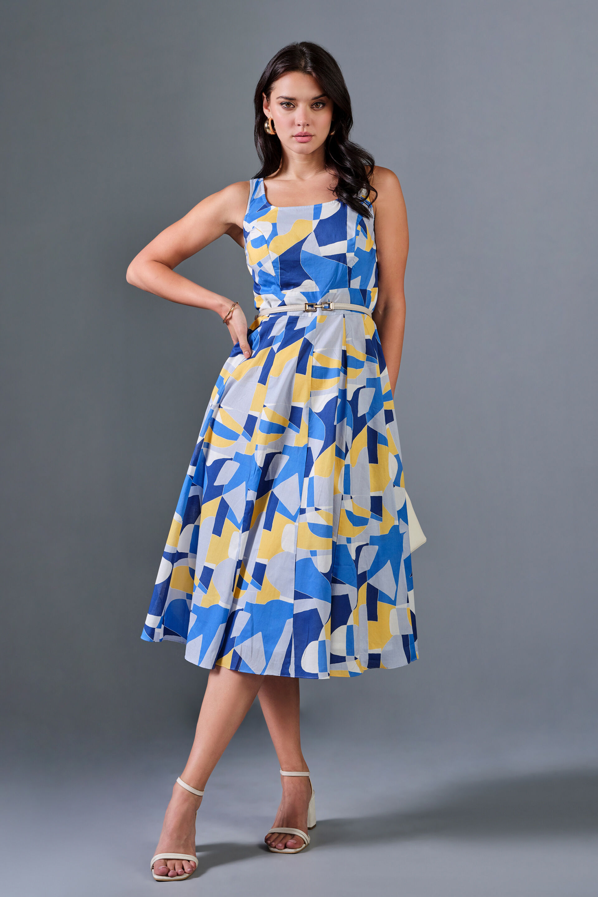 Work of Art Cotton Dress, Blue, image 1