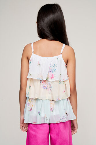 Multi Floral Flounce Top, Multi Color, image 3