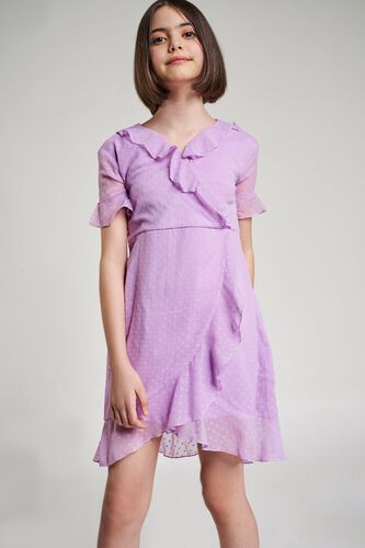 4 - Lilac Self Design Fit And Flare Dress, image 4
