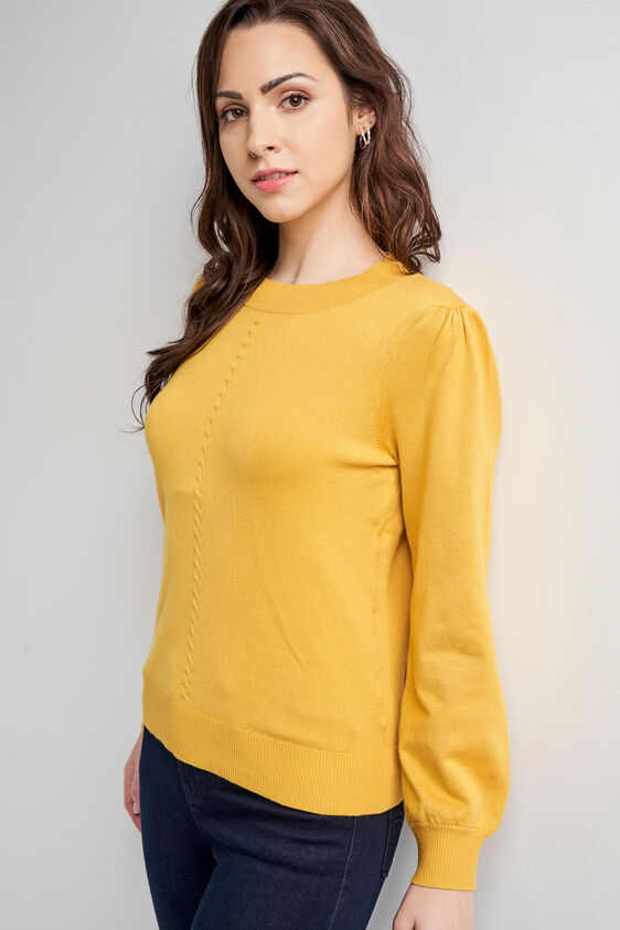 Yellow Self Design Straight Top, Yellow, image 5