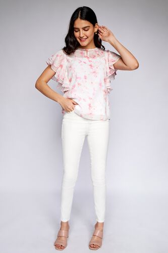 2 - White Floral Blouson Top, image 2