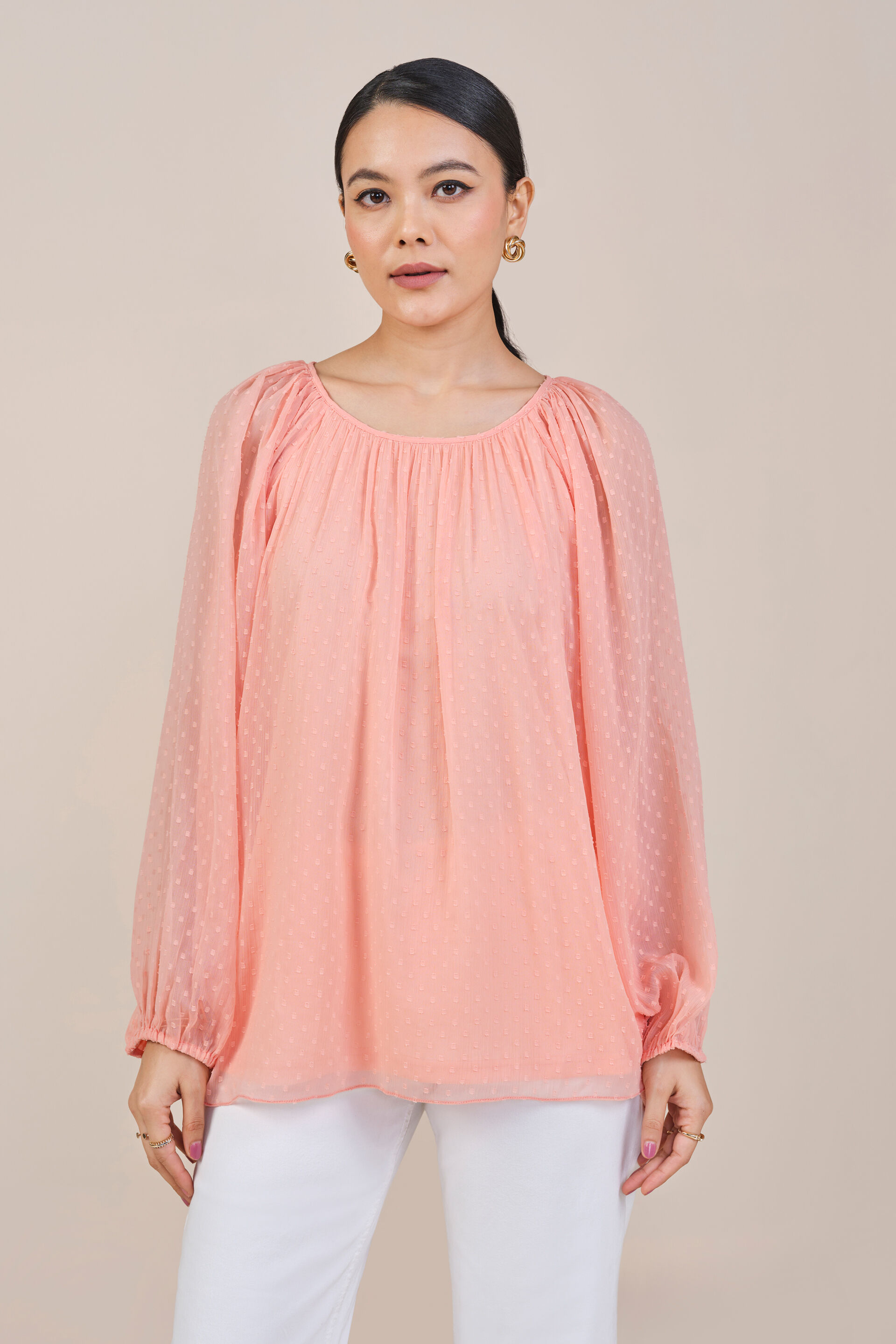 Peach Blossoms Top, Peach, image 1