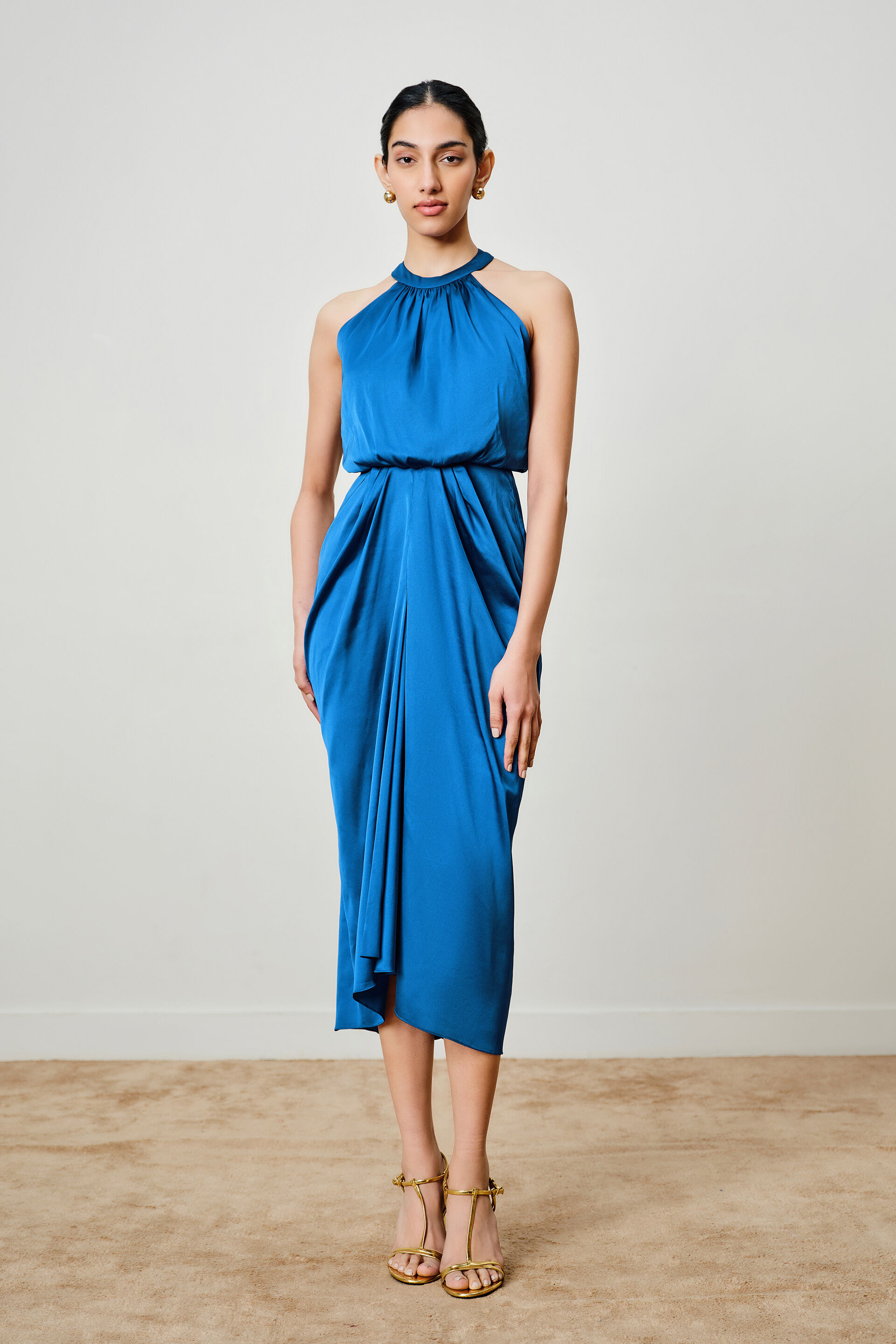 Pacific Blue Drape Dress, Blue, image 1