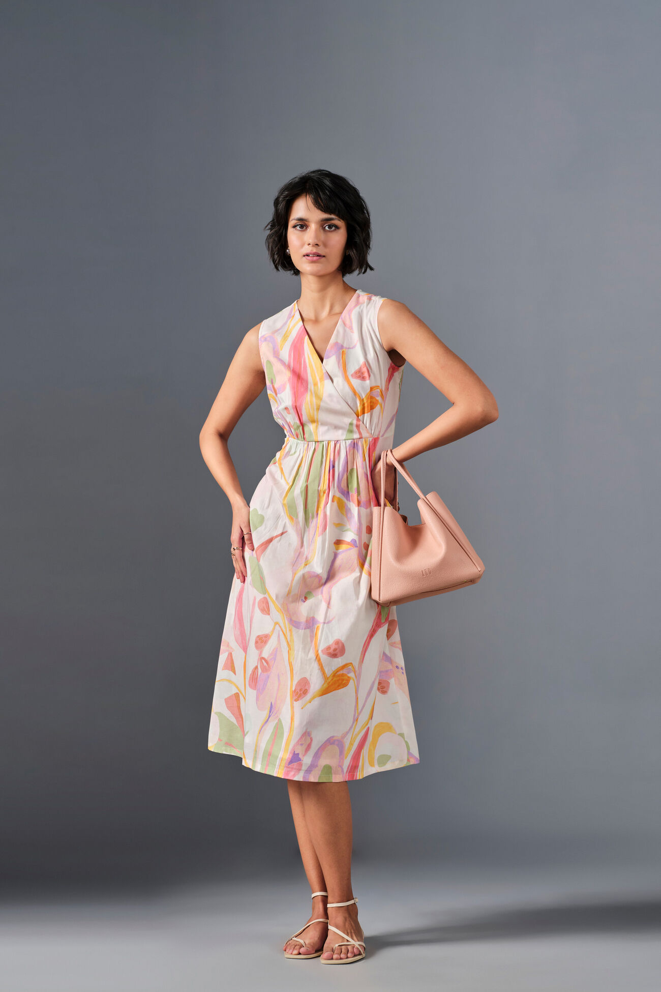 Pastel Swirls Cotton Dress, Multi Color, image 1