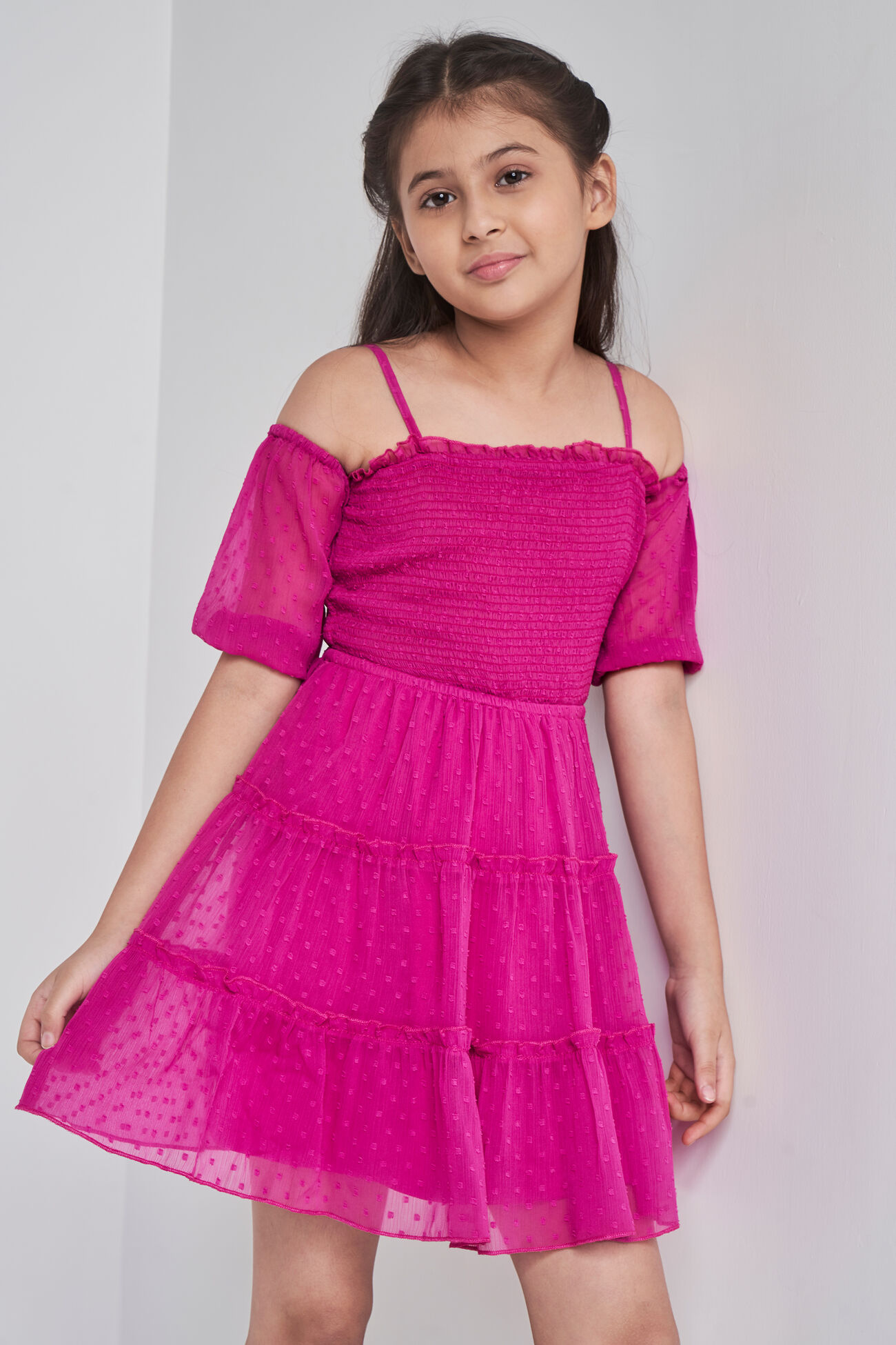 Pink Solid Straight Dress, Pink, image 1
