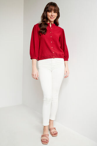 Maroon Solid Straight Top, Maroon, image 2