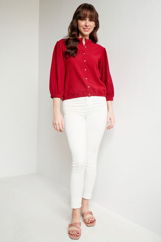 Maroon Solid Straight Top, Maroon, image 2