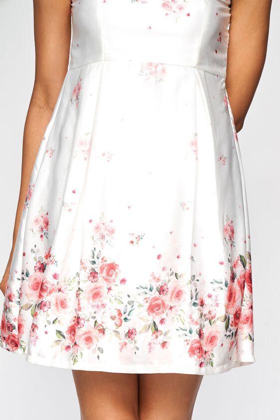 6 - White Floral Fit and Flare Dress, image 6