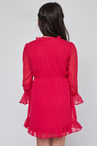 Red Solid Flared Dress, Red, image 7