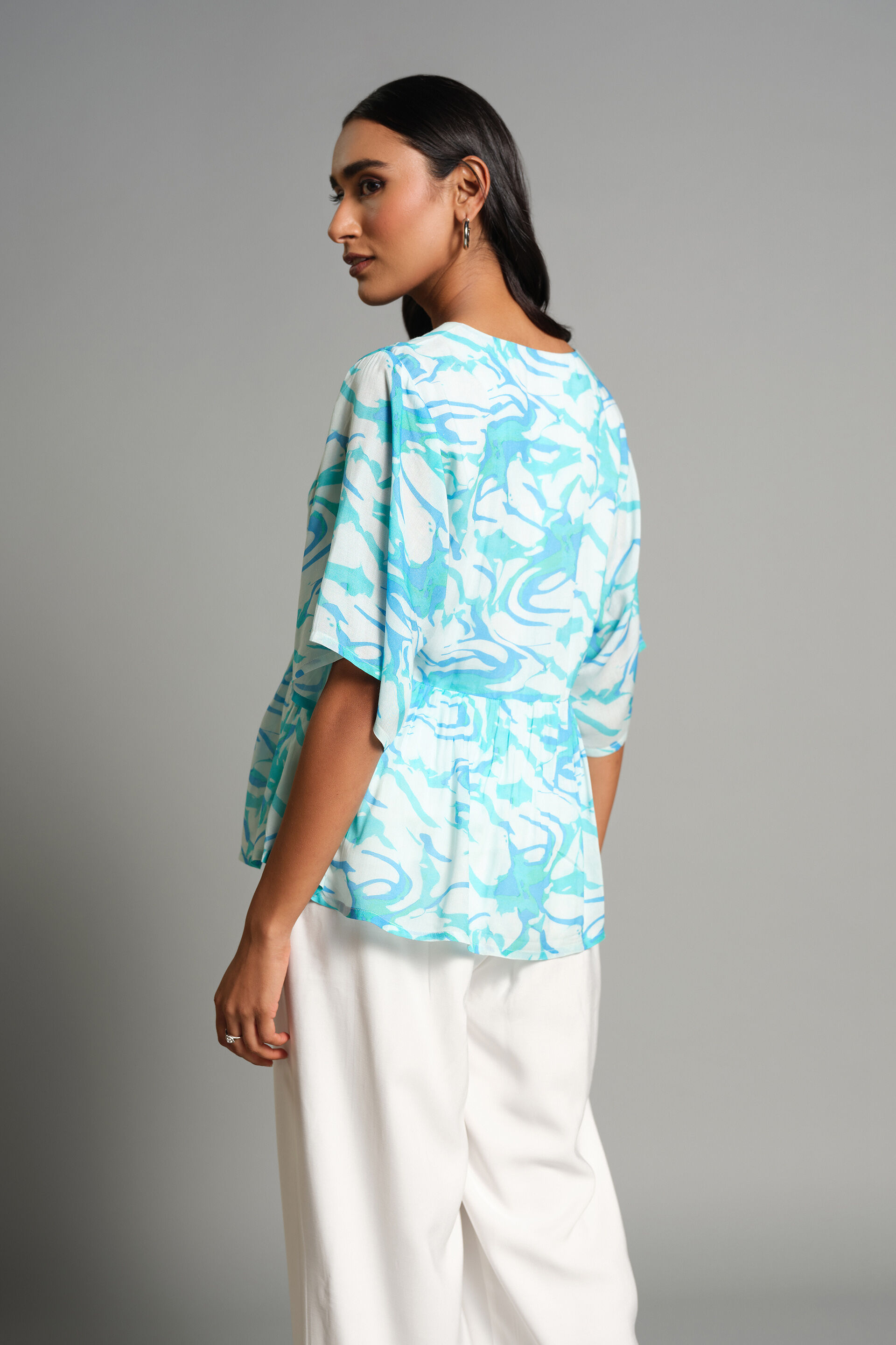 Buy Blue Wave Top Online for Women from AND India S25R109TP106_BLU_PRT