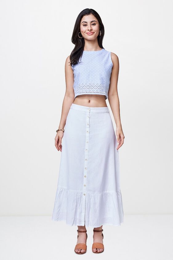 5 - Light Blue Round Neck  Sleeveless Crop Top, image 5