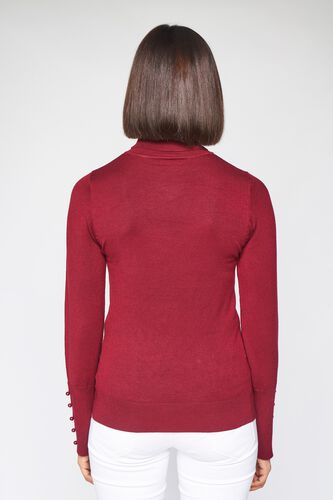 4 - Burgundy Self Design Sweater Top, image 4