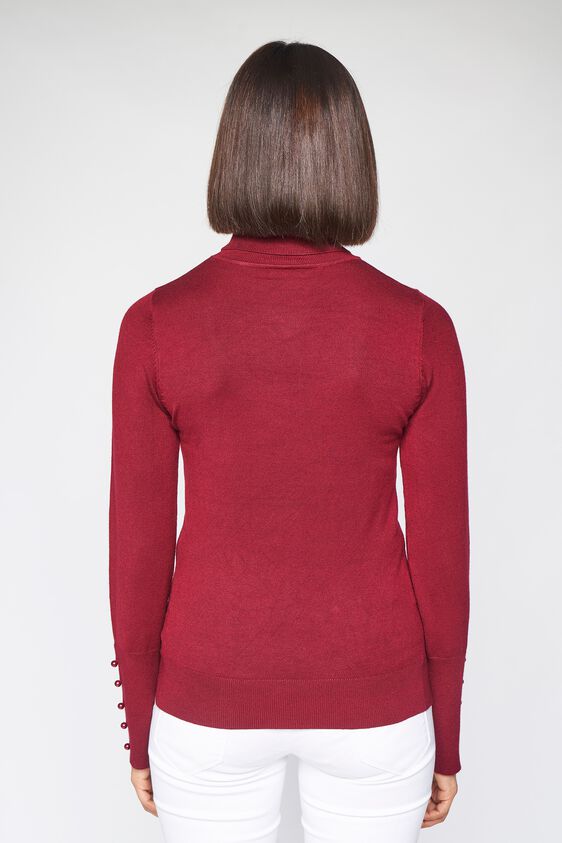 4 - Burgundy Self Design Sweater Top, image 4