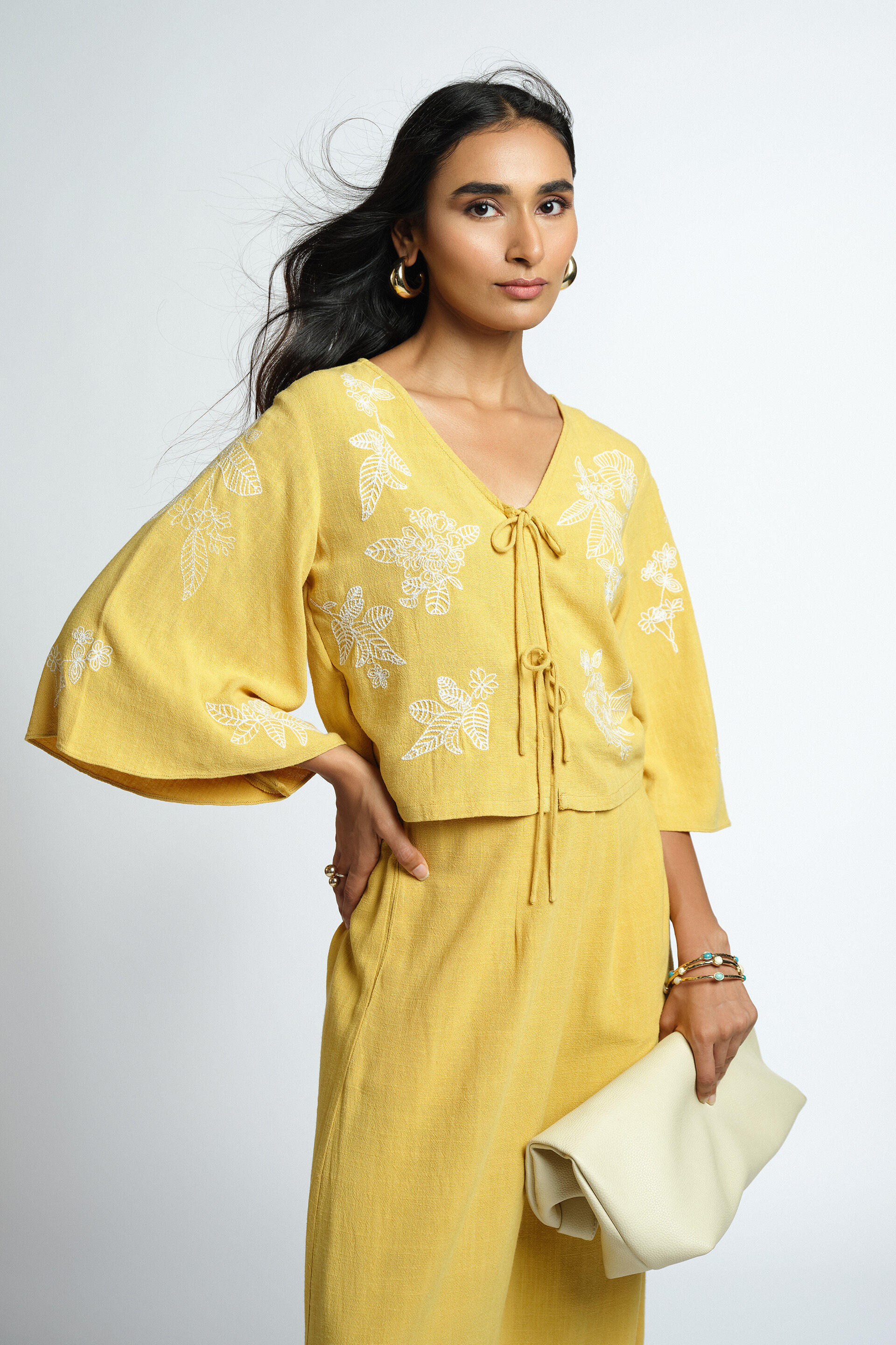 Yellow Bloom Skirt Set, Mustard, image 4