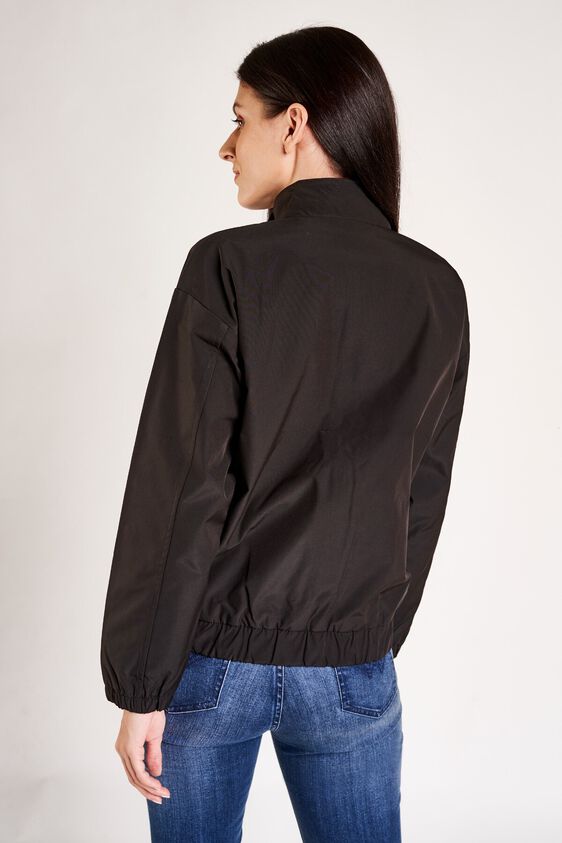 4 - Black Shirt Collar Bomber Cuff Jacket, image 4