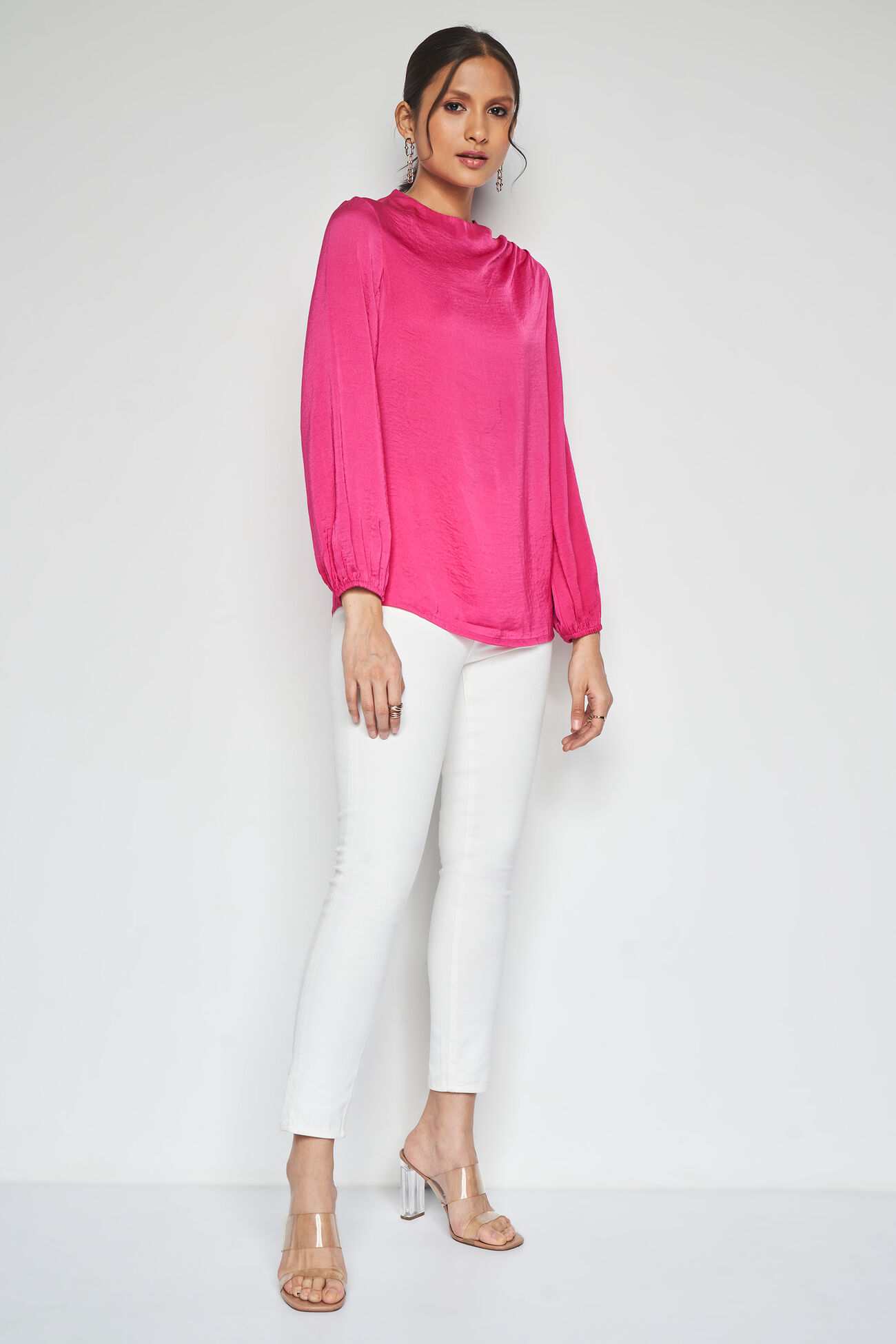 Shania Solid Top, Hot Pink, image 2