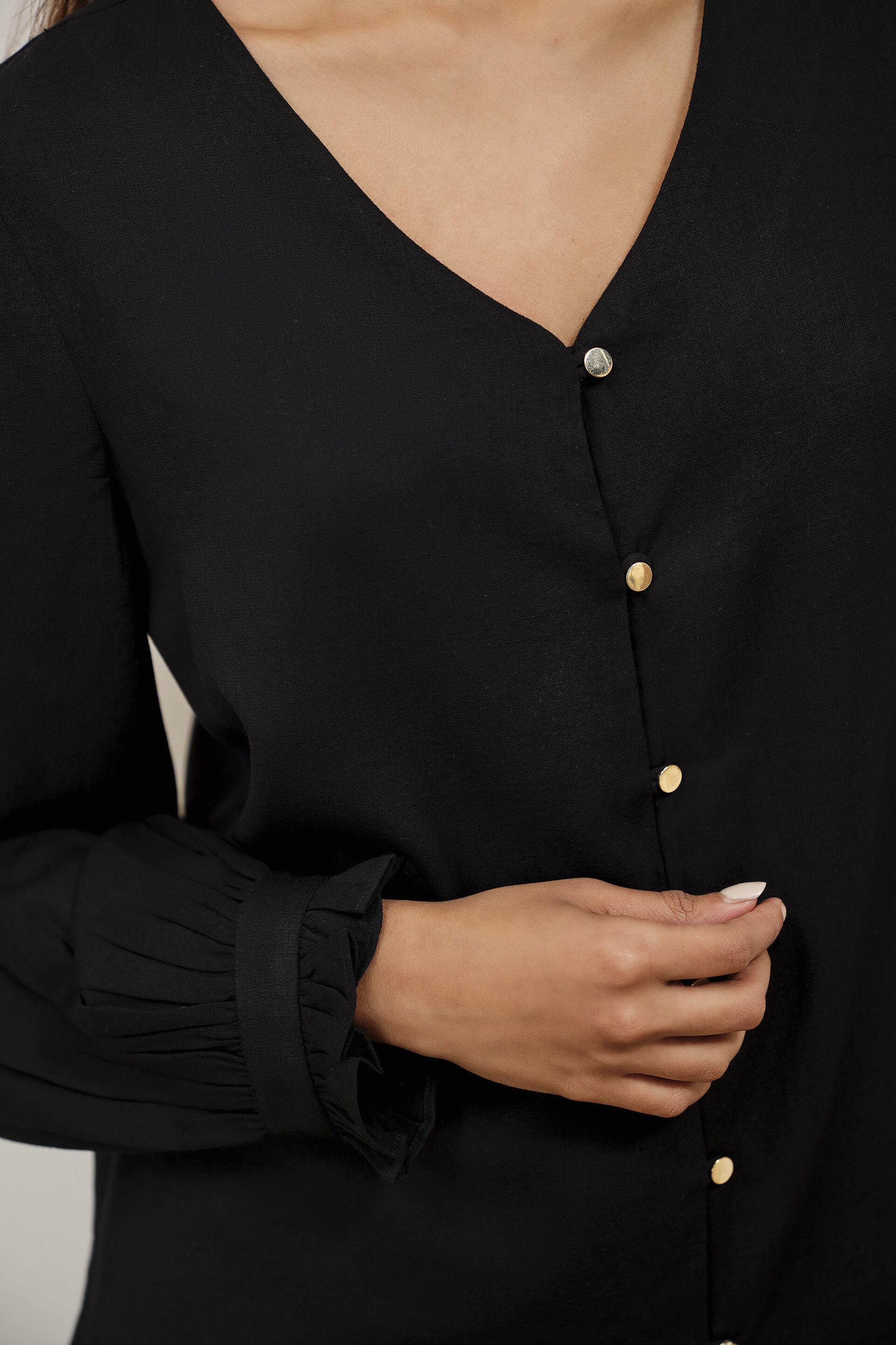 Tarin Black Frill Top, Black, image 5