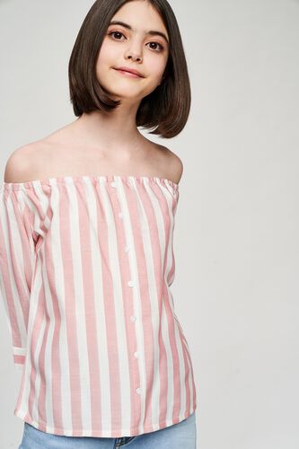 1 - Pink Striped Printed A-Line Top, image 1