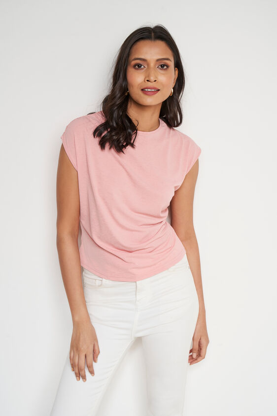 Peach Solid Straight Top, Peach, image 5