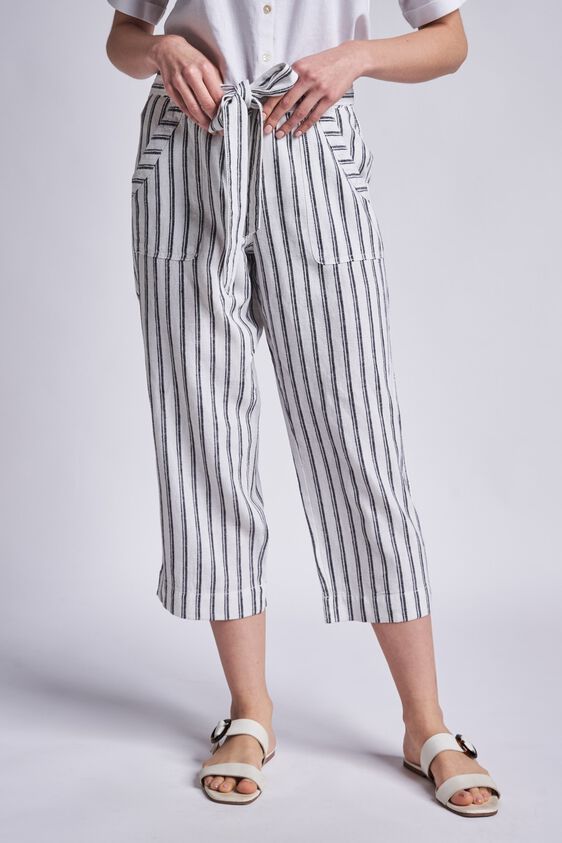 1 - White - Grey Stripes Crop Bottom, image 1