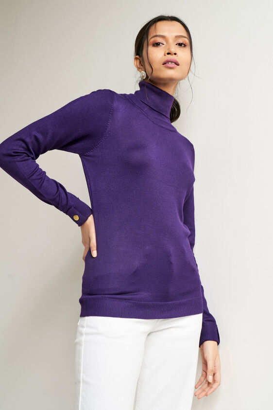 Purple Solid Straight Top, Purple, image 4