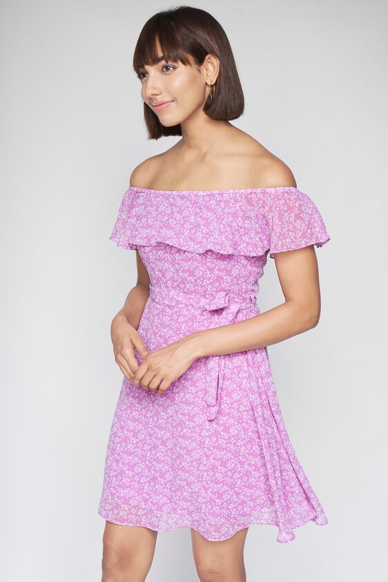 1 - Lilac Floral Fit and Flare Dress, image 1