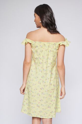 4 - Lime Green Floral A-Line Dress, image 4