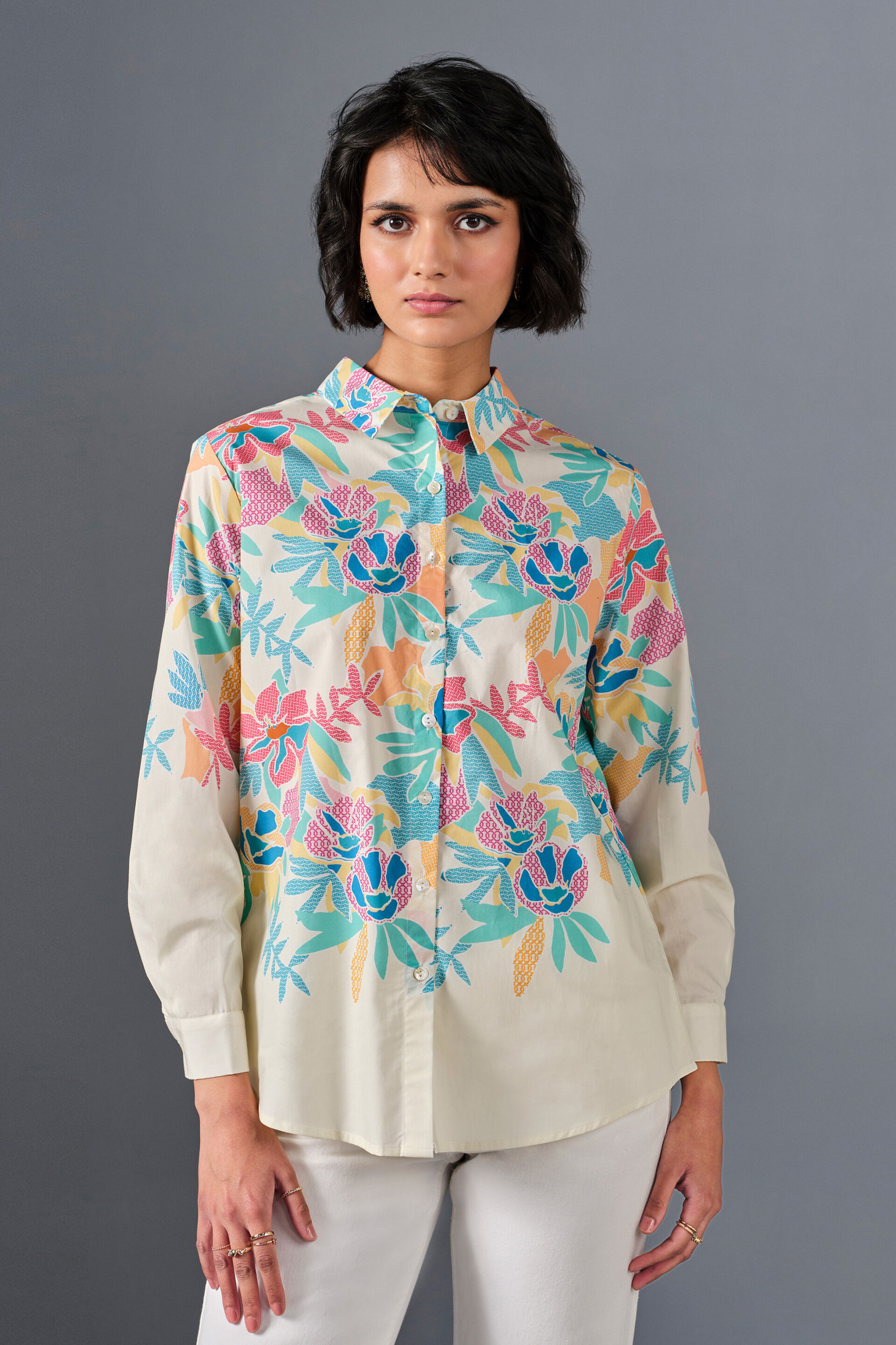 Foliage Cotton Shirt, Multi Color, image 1