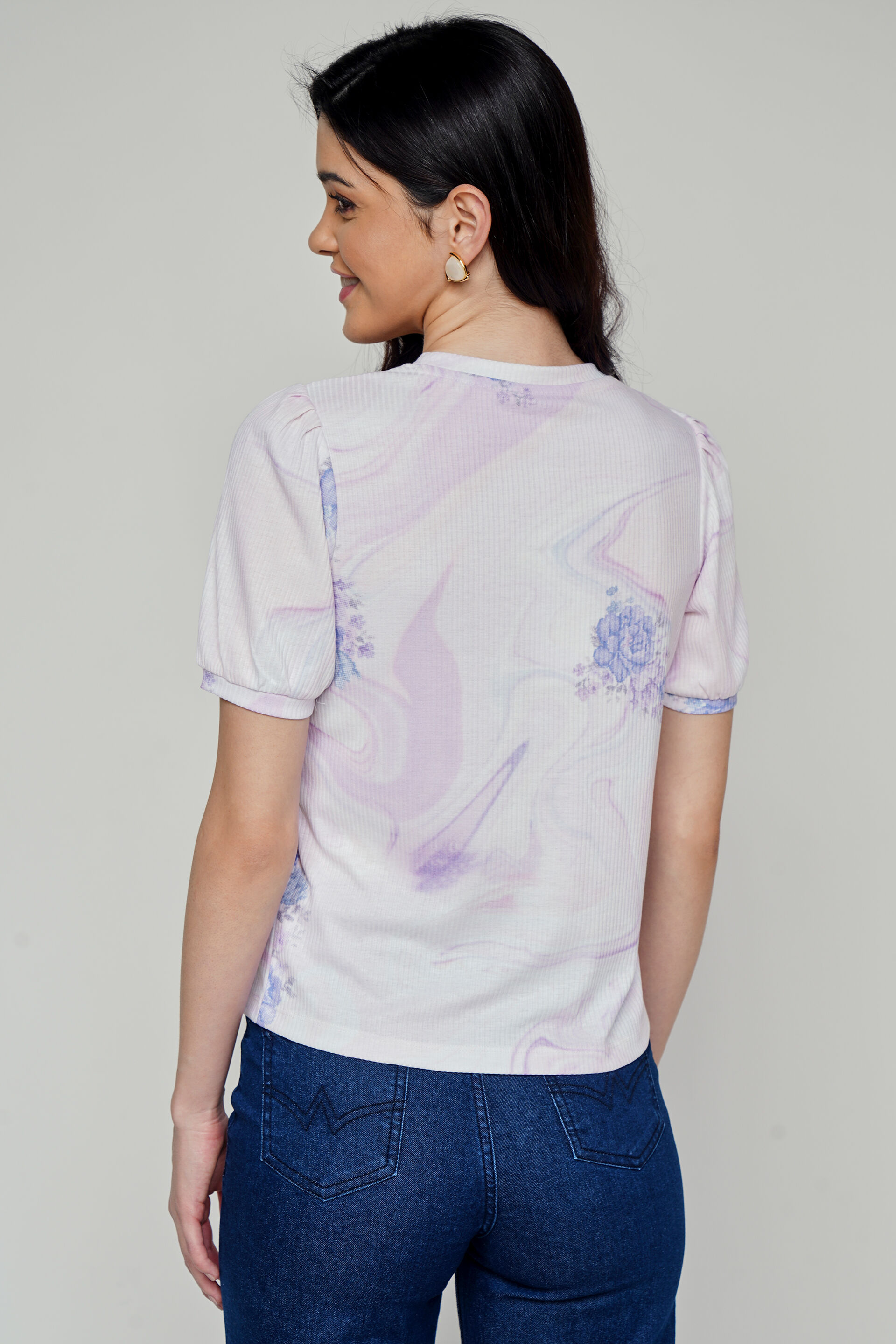 Purple Floral Straight Top, Purple, image 4
