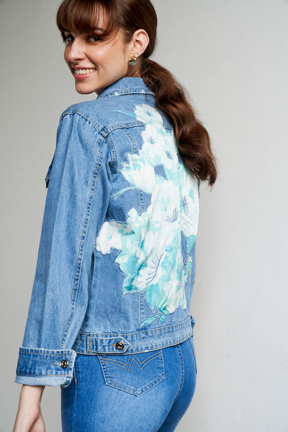 Medium Blue Solid Straight Jacket, Blue, image 5