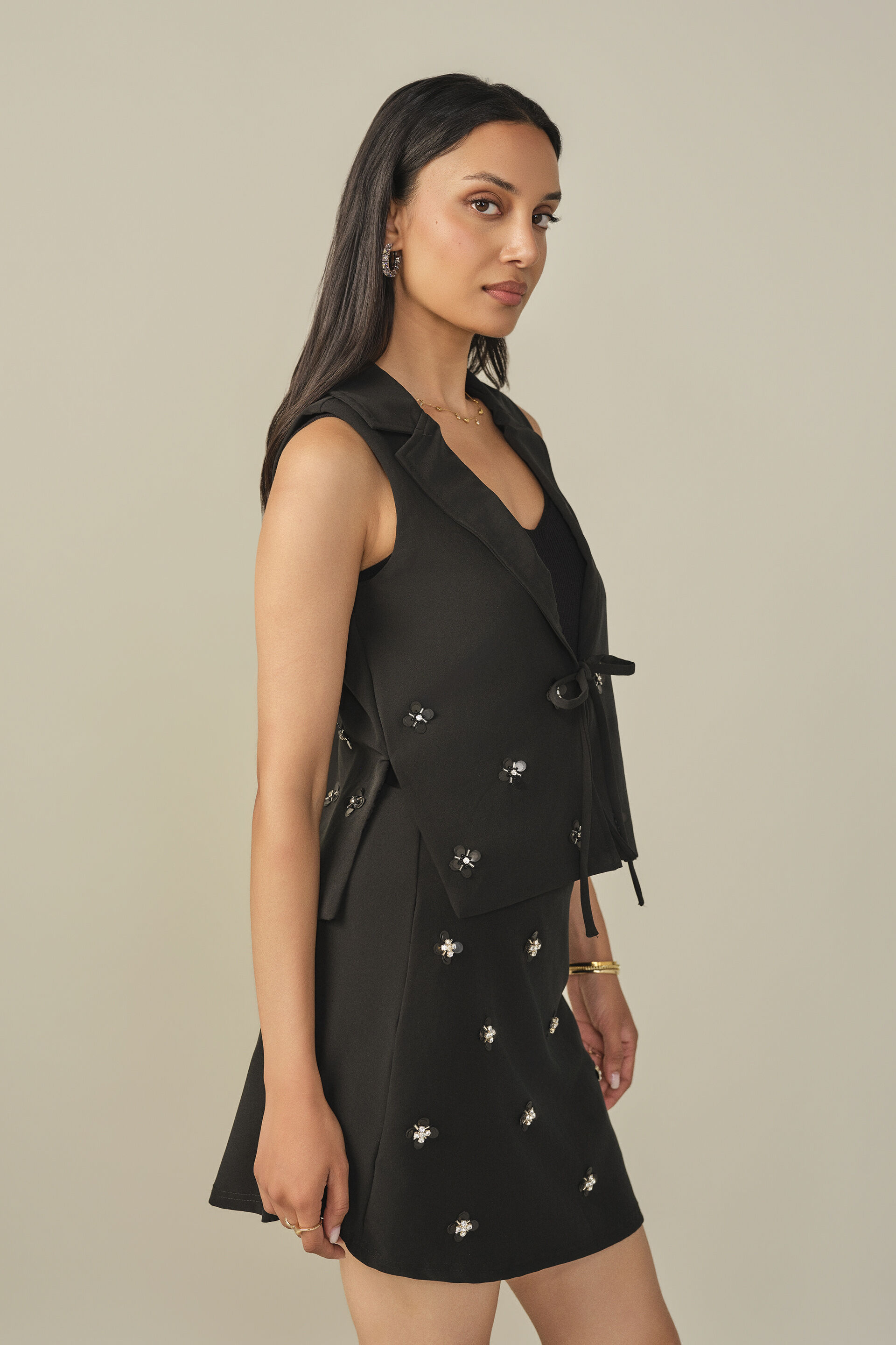 Embellished Jacket in Black, Black, image 4