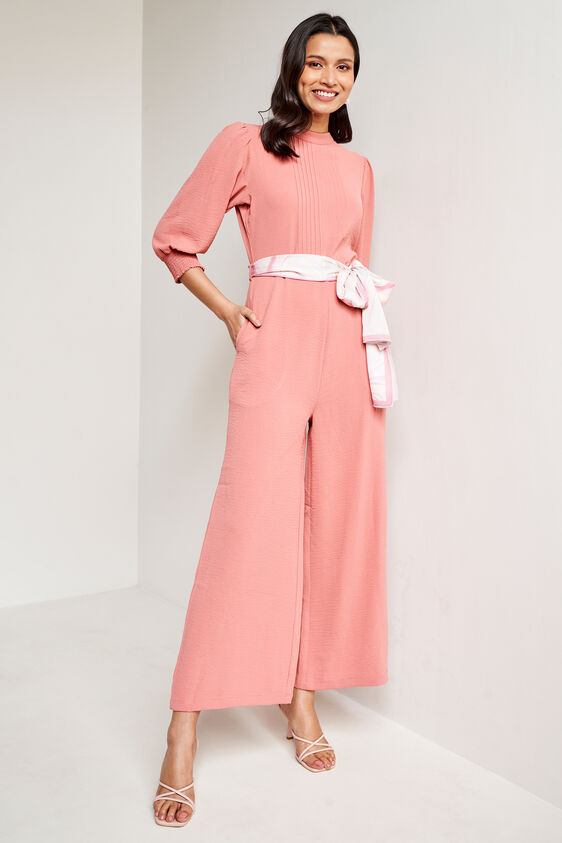 Blush Solid Straight Jumpsuit, Blush, image 4