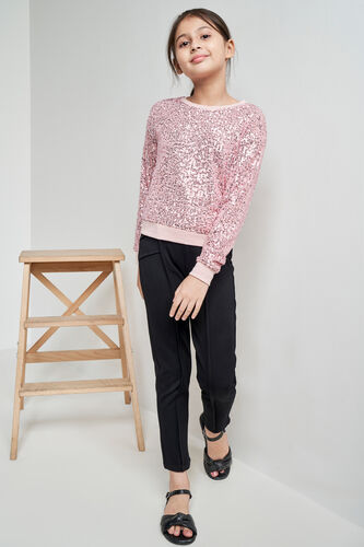 Self Design Straight Sweatshirt, Pink, image 1