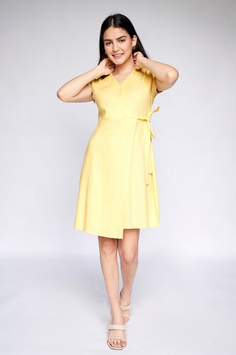 2 - Yellow Solid Straight Dress, image 3