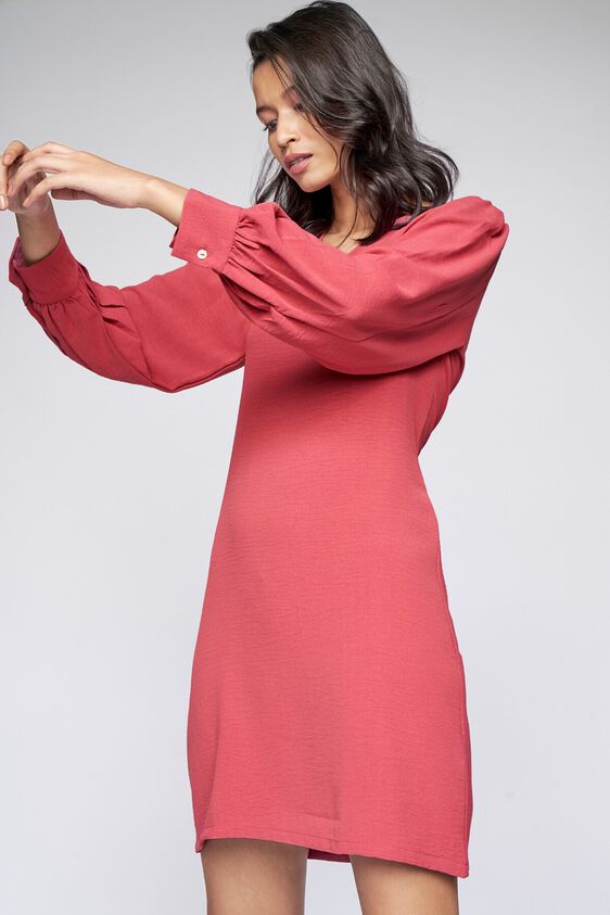 1 - Peach Solid Shift Dress, image 1