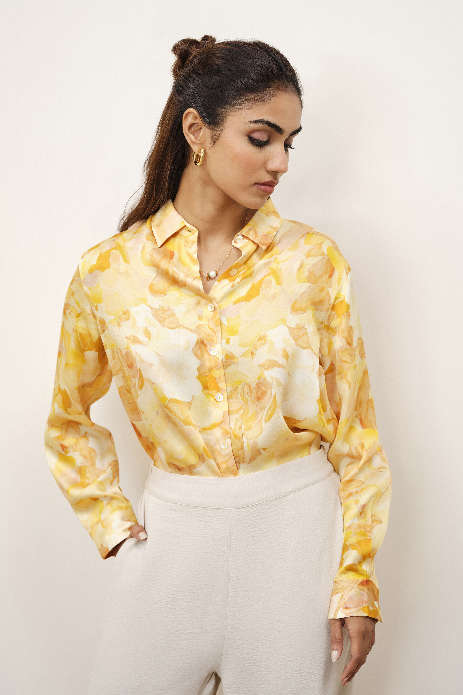 Yellow Modal Printed Shirt