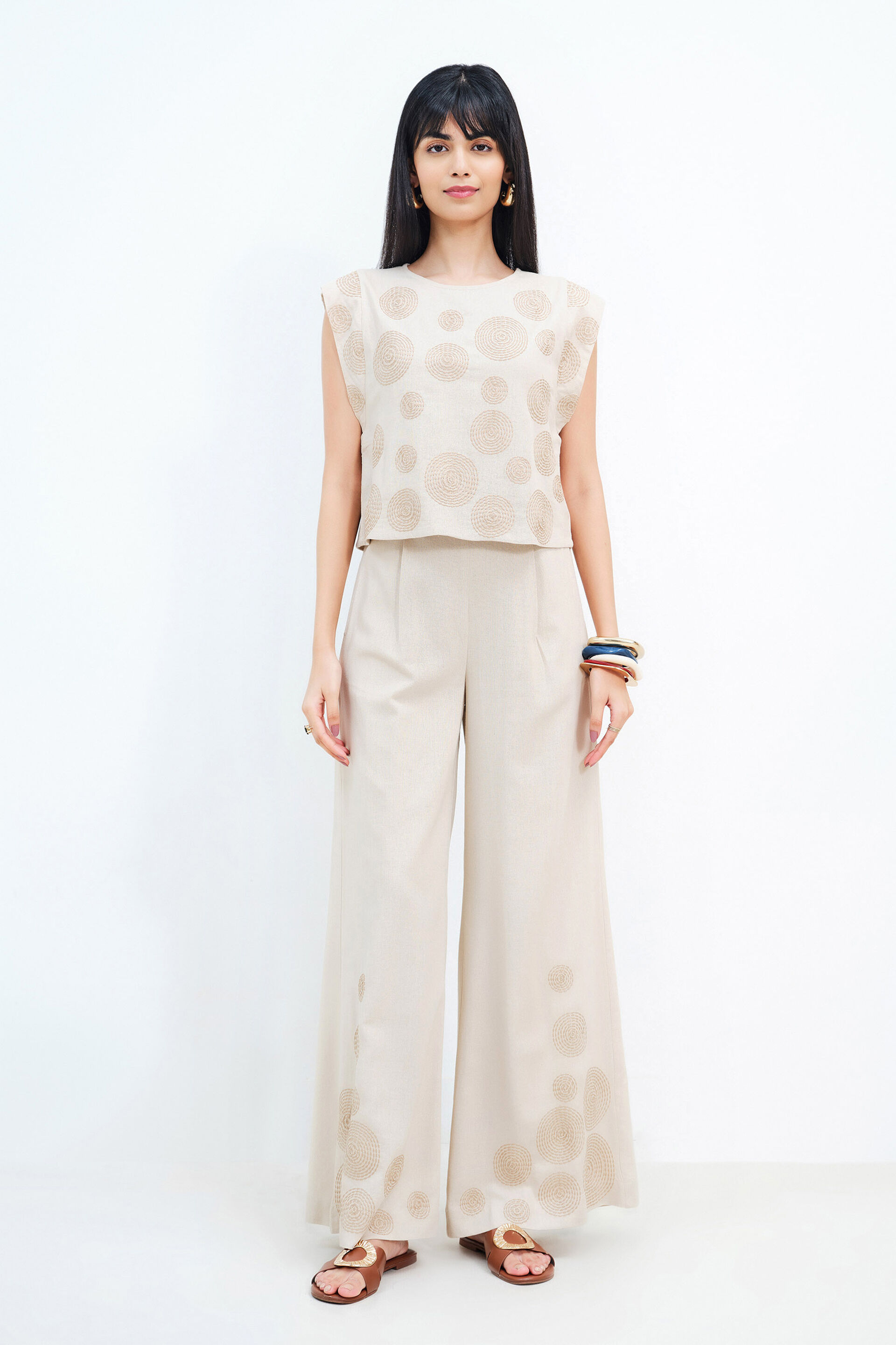 Beige Bliss Embroidered Set, Beige, image 1