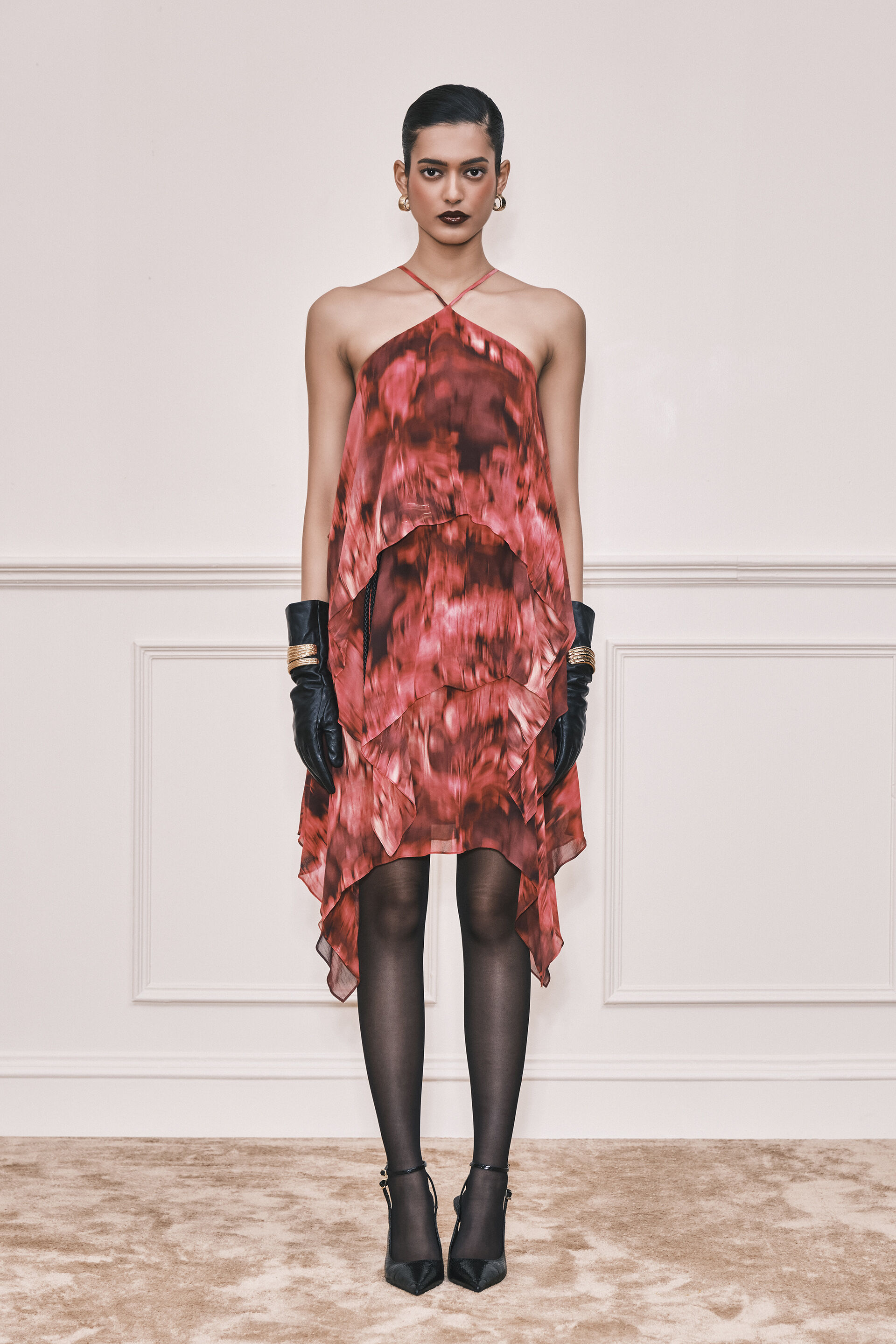 Gatsby Girl Georgette Dress, Red, image 3