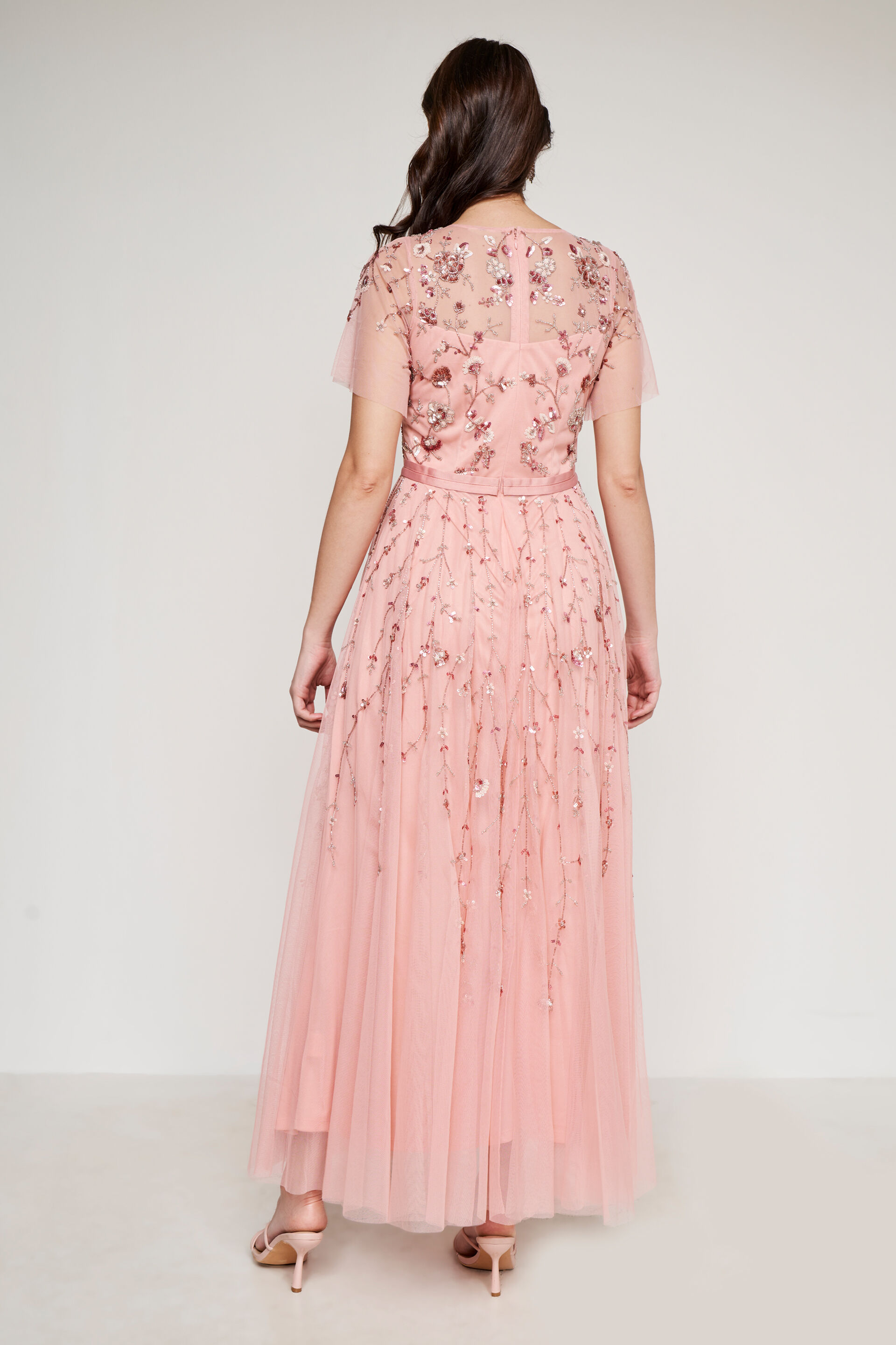 Pink Floral Straight Gown, Pink, image 4