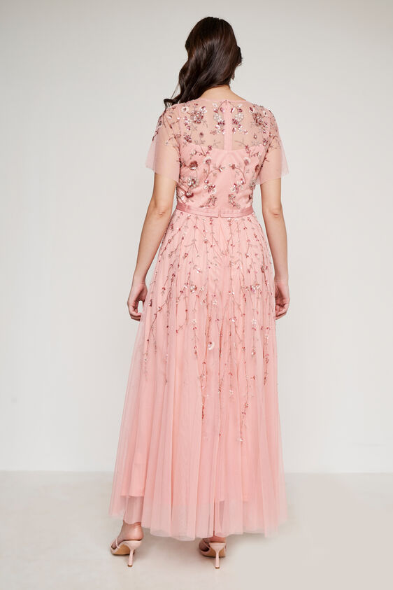 Pink Floral Straight Gown, Pink, image 4