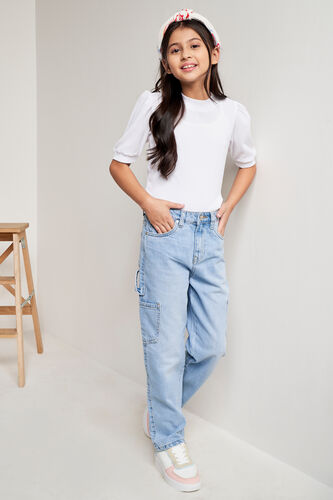 Solid Slip-On Straight Top, White, image 4