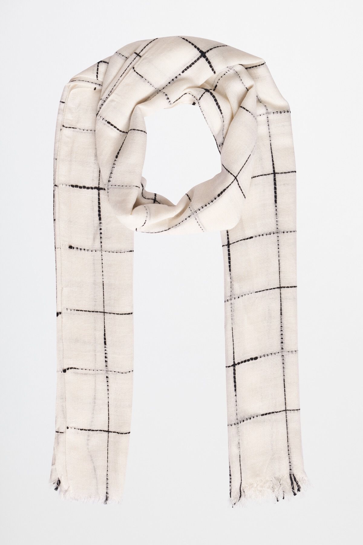 White Print Scarf, , image 1