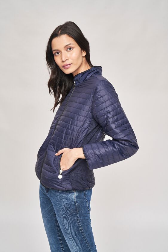 4 - Navy High Neck Puffer Jacket, image 4