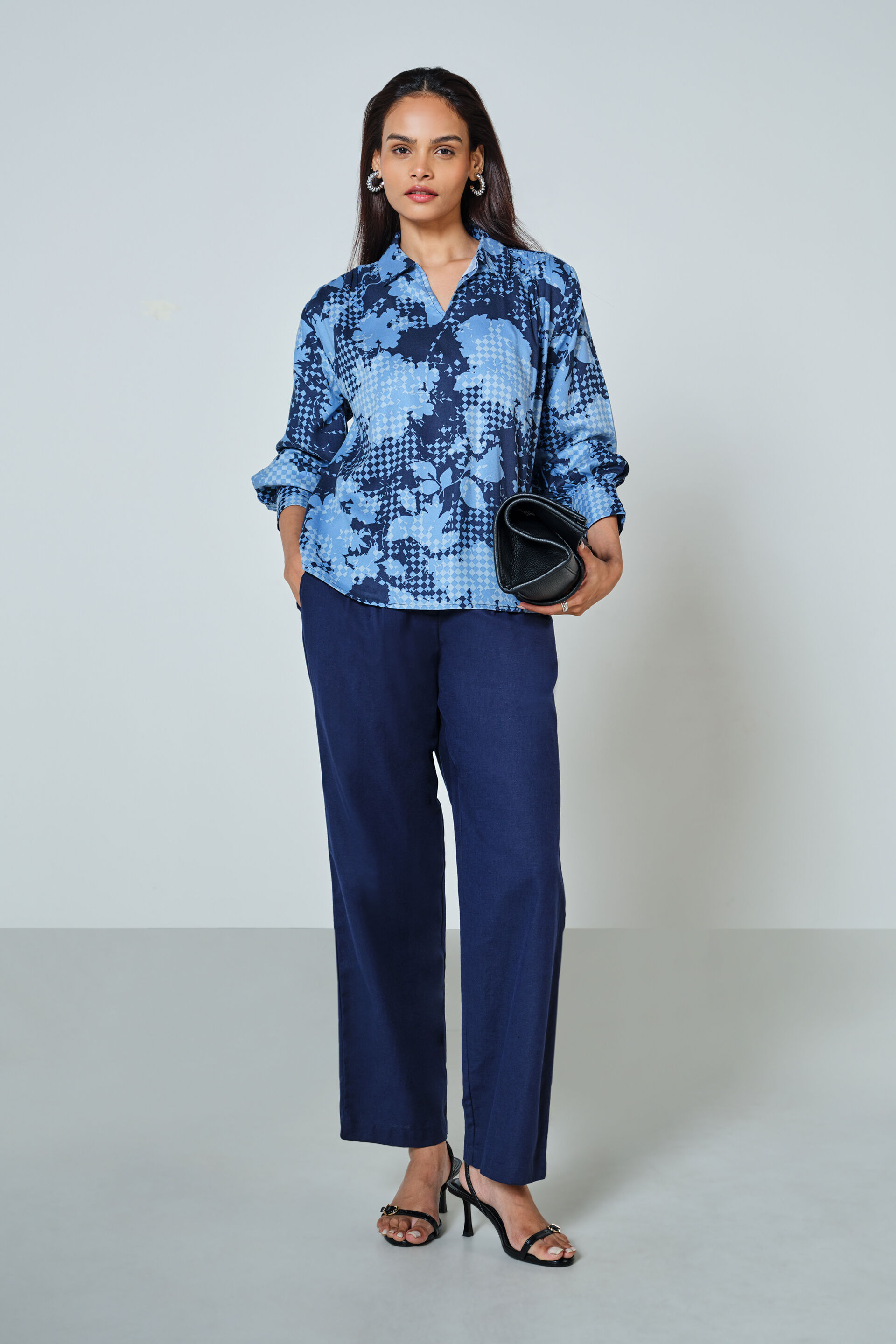 Nessa Floral Top, Blue, image 3