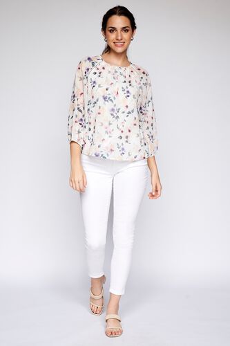 4 - White Floral Curved Top, image 4