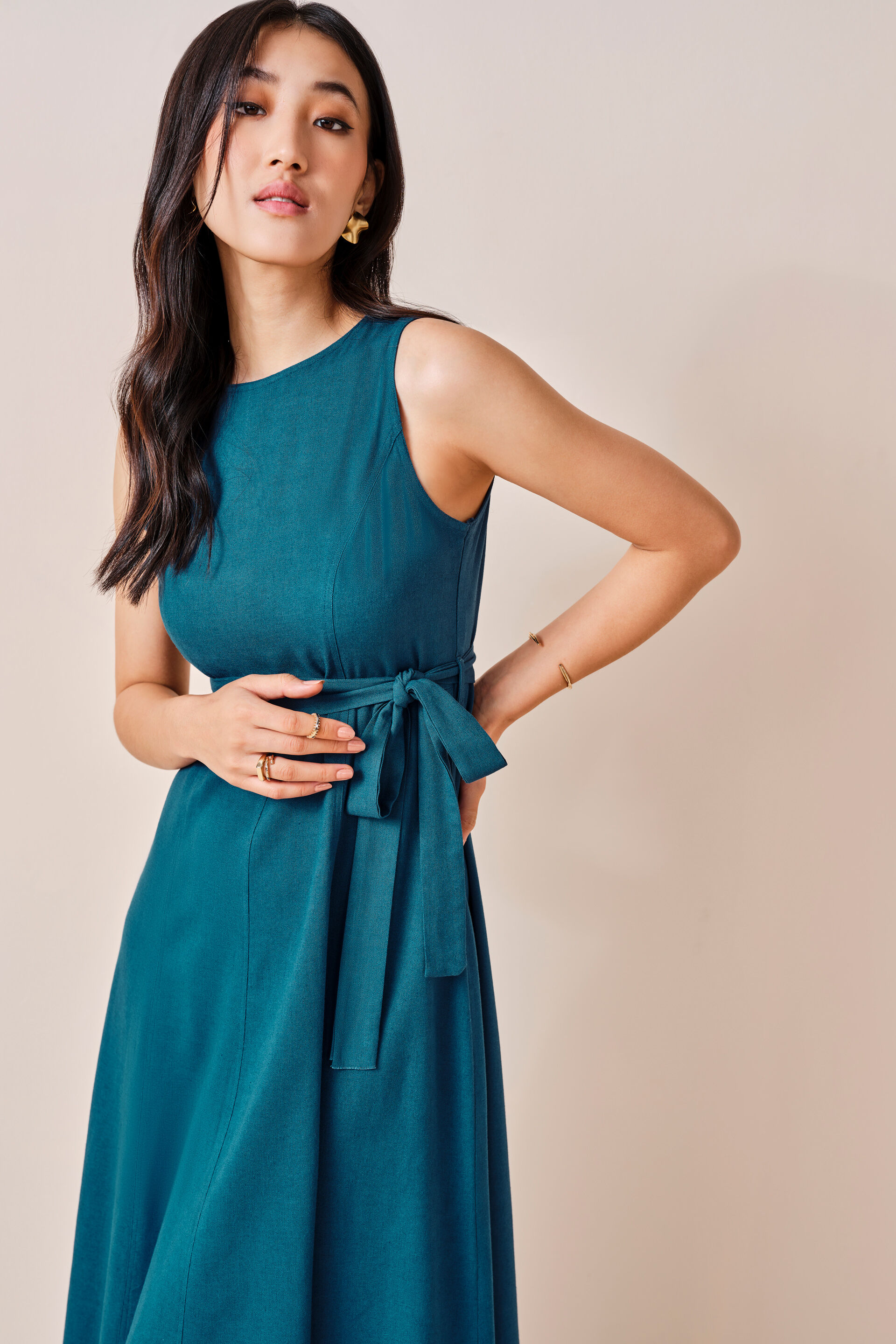 Oceania Vicose-blend Dress, Teal, image 8